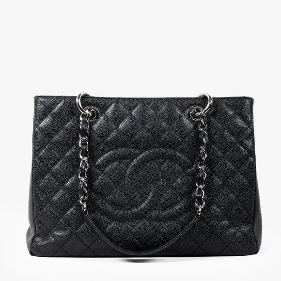 Chanel Black Quilted Caviar Grand Shopping Tote SHW - Picture 1 of 10